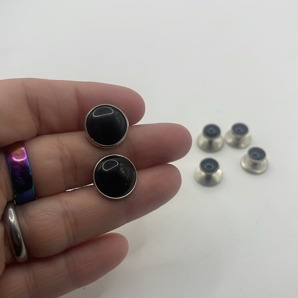 Silver and Black Cufflink Set vintage pioneer - Picture 4 of 6